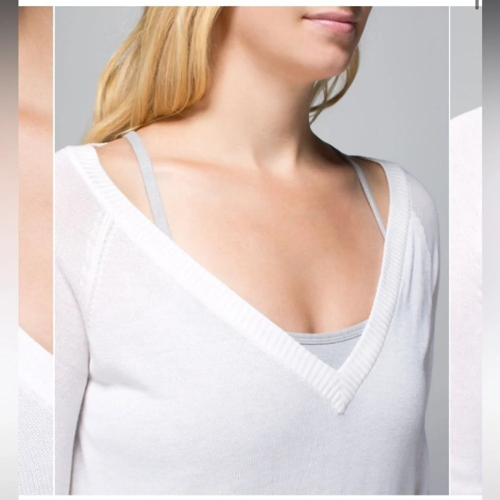 Lululemon Unity Pullover Drape Back Sweater Heathered White Size 8 New NWT